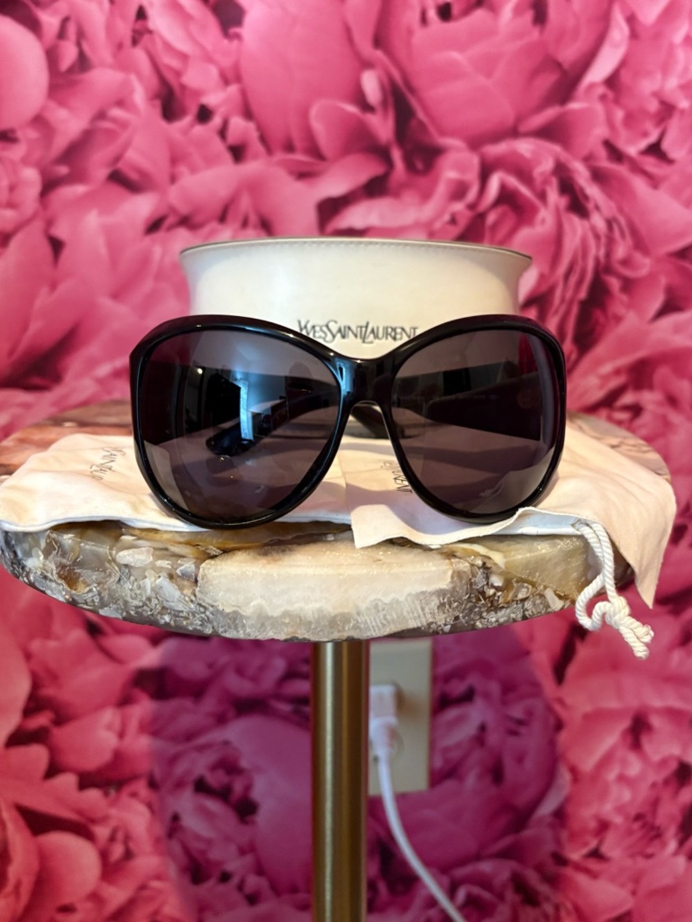 Yves Saint Laurent Dark Brown Gradient Oversized Women's Sunglasses